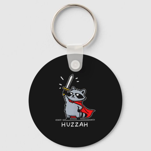 Huzzah Raccoon Knight Funny Sword Meme Quote Sleutelhanger (Voorkant)