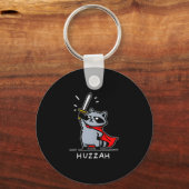Huzzah Raccoon Knight Funny Sword Meme Quote Sleutelhanger (Voorkant)