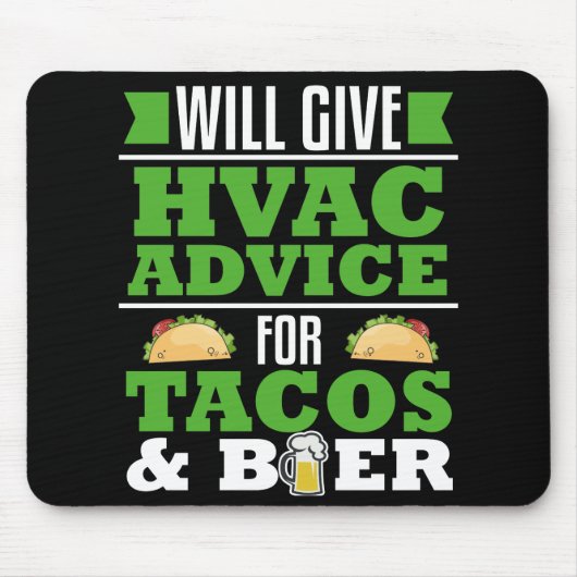 HVAC-advies voor Tacos Beer Funny Gag Gift Heating Muismat (Voorkant)