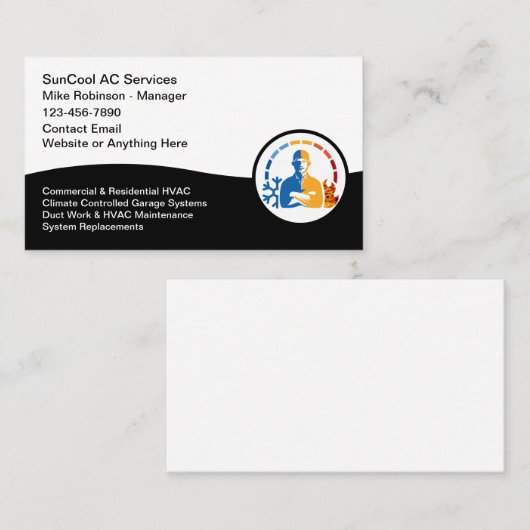 HVAC Air Conditioning Services Visitekaartje (Voorkant / Achterkant)