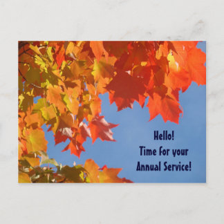 HVAC-ansichtkaarten Herfst Jaarlijkse Service aang Briefkaart