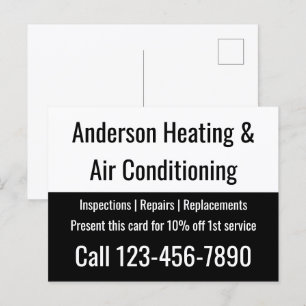 HVAC Bedrijfsnaam Telefoonnummer Aanbieding Zwart Briefkaart