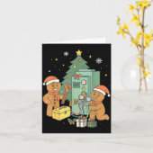 Hvac Gingerbread Christmas Technician Construction Kaart (Gele Bloem)