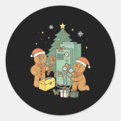 Hvac Gingerbread Christmas Technician Construction Ronde Sticker (Voorkant)