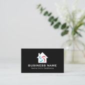 HVAC Heating & Air Conditioning Plain Black Visitekaartje (Staand voorkant)