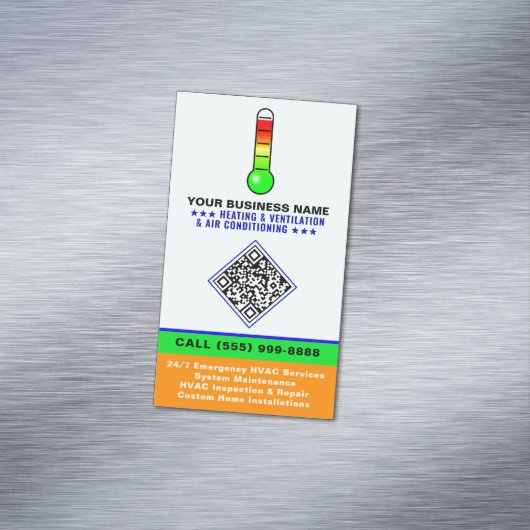 HVAC Heating & Air Conditioning | QR Code & Logo Magnetisch Visitekaartje (Voorbeeld)