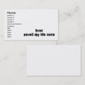 HVAC heeft mijn leven één keer gered Visitekaartje (Voorkant / Achterkant)