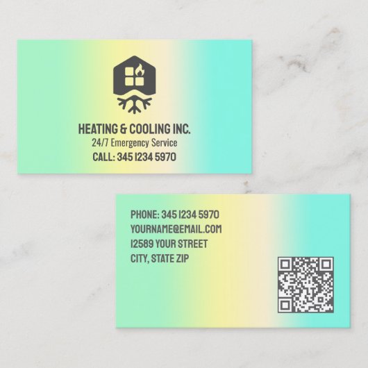 HVAC het Verwarmen en het Koelen QR Visitekaartje (Voorkant / Achterkant)