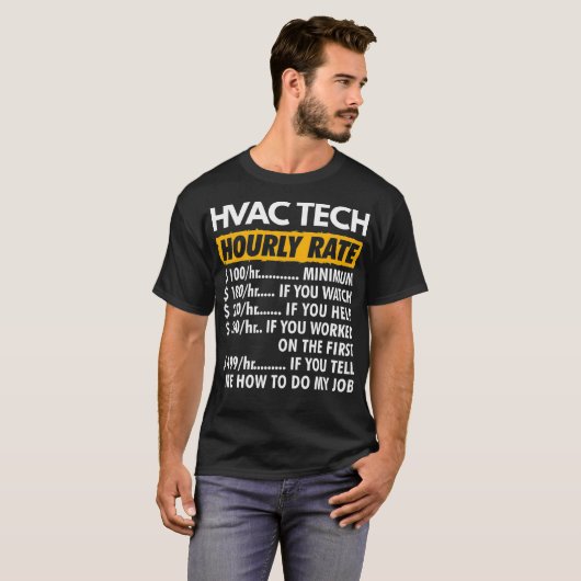 HVAC Hourly Rates Funny HVAC-technicus Funny Uour T-shirt (Voorkant volledig)