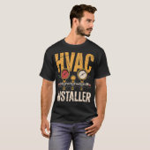 Hvac Installateur Technicus Uniform Verwarming En T-shirt (Voorkant volledig)