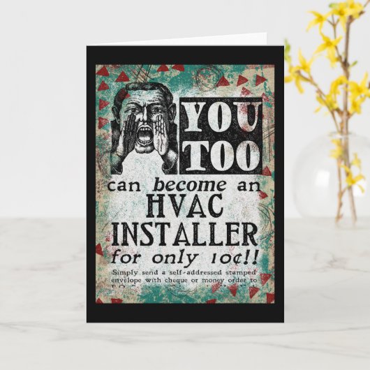 HVAC Installer - Funny  Retro Kaart (Gele Bloem)
