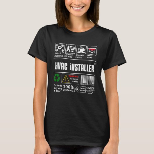 HVAC installer Packaging & Handling Label Coffee W T-shirt (Voorkant)