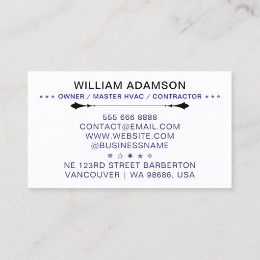 HVAC Logo & QR Code | Heating & Air Conditioning Visitekaartje (Achterkant)