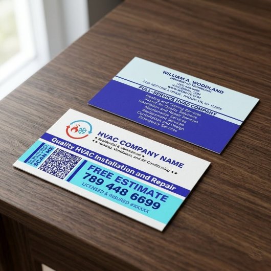 HVAC-logo & QR-code & slogans | Installatie & repa Visitekaartje