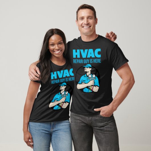 HVAC-man voor verwarming en luchtreparatie: hier i T-shirt (Unisex)