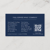 HVAC Navy Blauwe Zilveren QR-code Visitekaartje (Achterkant)