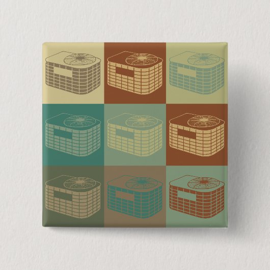 HVAC Pop Art Vierkante Button 5,1 Cm (Voorkant)