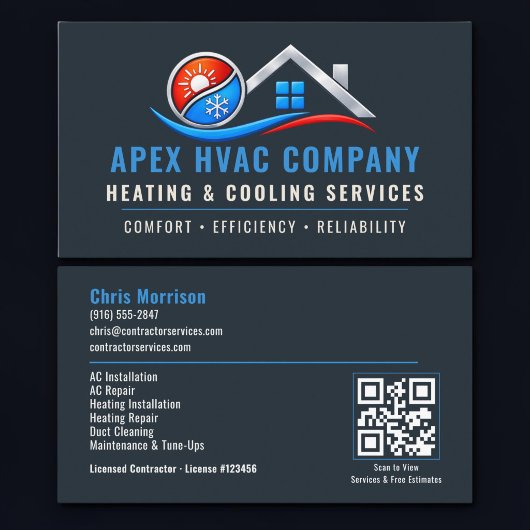 HVAC QR-code professionele diensten Visitekaartje