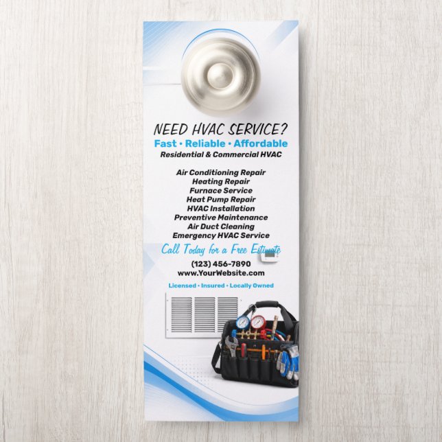 HVAC-reparatie Verwarming Koeling Service Deurhanger (Op knop)