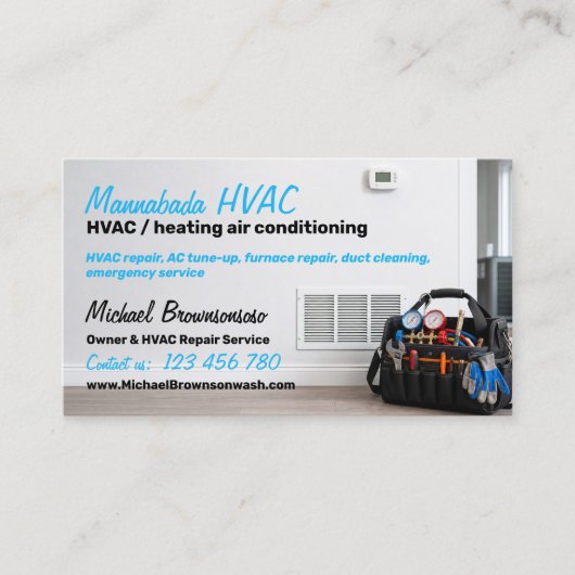 HVAC-reparatie Verwarming Koeling Visitekaartje (Voorkant)