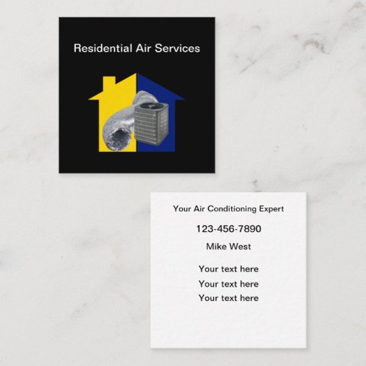 HVAC Residential Commercial AC Repair Vierkante Visitekaartje (Voorkant / Achterkant)