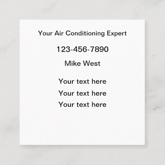 HVAC Residential Commercial AC Repair Vierkante Visitekaartje (Achterkant)