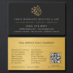 HVAC-service- en installatie-QR-code Visitekaartje