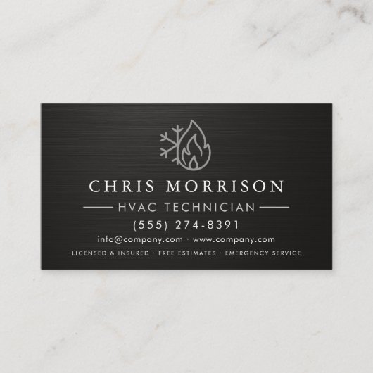 HVAC Services QR Code Black Visitekaartje (Voorkant)