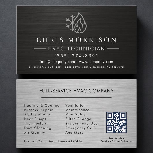 HVAC Services QR Code Black Visitekaartje