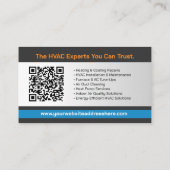 HVAC Services – Verwarming, ventilatie, AC Visitekaartje (Achterkant)