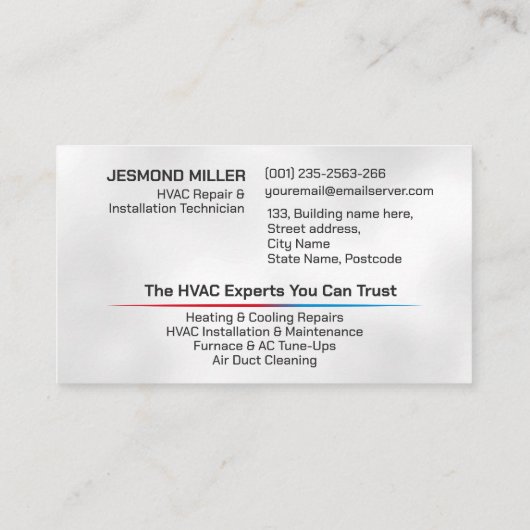 HVAC-services Visitekaartje (Achterkant)