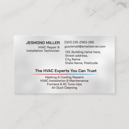 HVAC-services Visitekaartje (Achterkant)