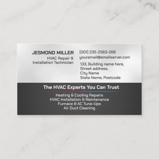 HVAC-services Visitekaartje (Achterkant)