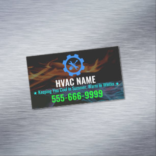HVAC Slogan en Logo voor Verwarming en Koeling Magnetisch Visitekaartje