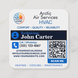HVAC Slogans Technicus logo Qr Code Vierkante Visitekaartje