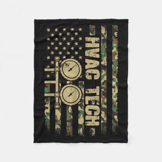 Hvac Tech Amerikaanse Vlag Camouflage 4 juli Fleece Deken (Voorkant)