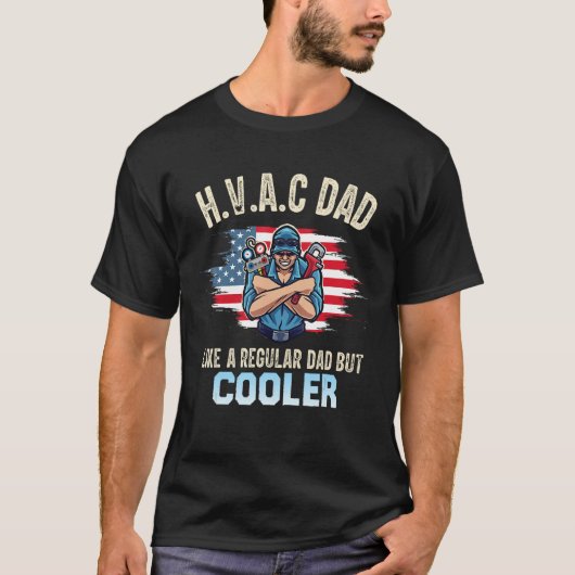 HVAC Tech Dad  For Men American Flag T-shirt (Voorkant)
