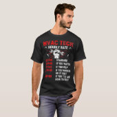 HVAC Tech Hourly Rate Design Funny Repairman Techn T-shirt (Voorkant volledig)