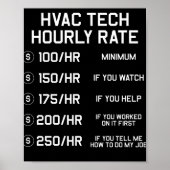 HVAC Tech Hourly Rate T Shirt Poster (Voorkant)