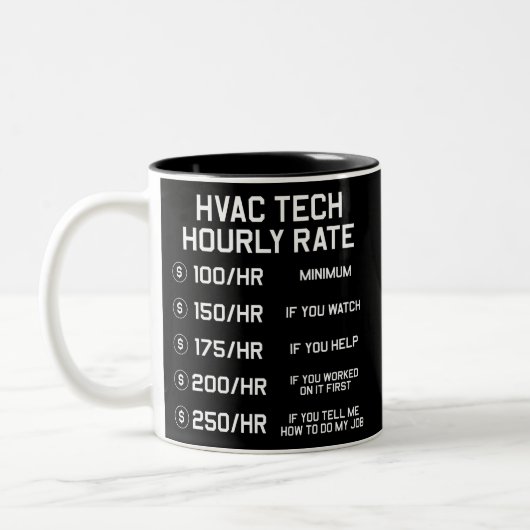 HVAC Tech Hourly Rate T Shirt Tweekleurige Koffiemok (Links)