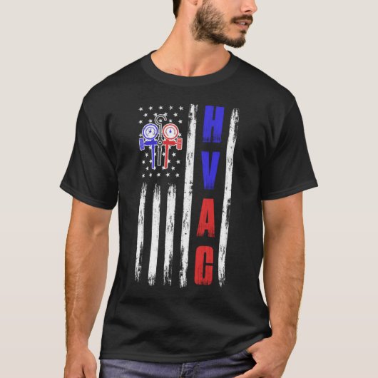 HVAC Tech US-vlagtechnicus T-shirt (Voorkant)