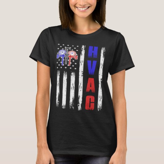 HVAC Tech US-vlagtechnicus T-shirt (Voorkant)