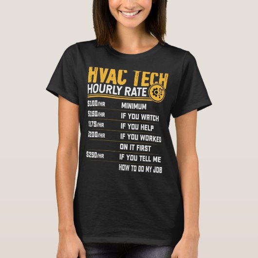 HVAC Tech Uurtarief - Grappige HVAC Technician AC T-shirt (Voorkant)