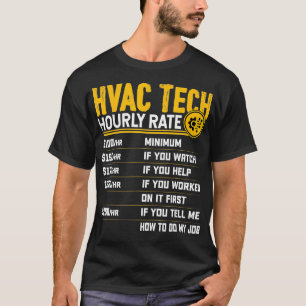 HVAC Tech Uurtarief Grappige HVAC Technicus AC Rep T-shirt