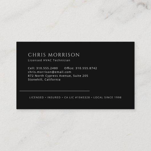 HVAC Technician AC Heating Cooling Heat Visitekaartje (Achterkant)