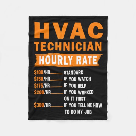 Hvac Technician Hourly Rate Funny Hvac Mechanic Sa Fleece Deken (Voorkant)