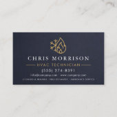 HVAC Technician Navy Blue Gold Modern Visitekaartje (Voorkant)
