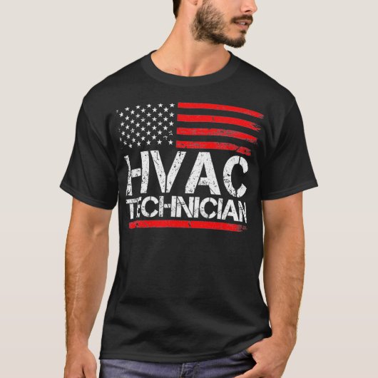 HVAC Technician USA Amerikaanse vlag T-shirt (Voorkant)