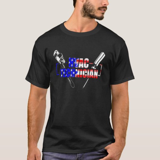 HVAC Technician USA Flag HVAC Tech T-shirt (Voorkant)