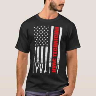 HVAC Technicus american flag HVAC  T-shirt